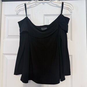 Xscape Women's Black Cold Shoulder Top - Size Large